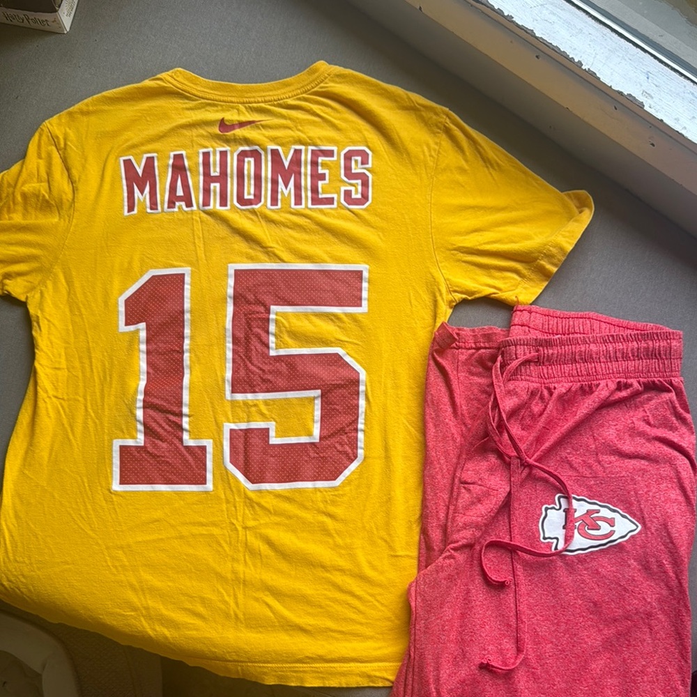 Nike Mahomes Tee and Red PJ pants